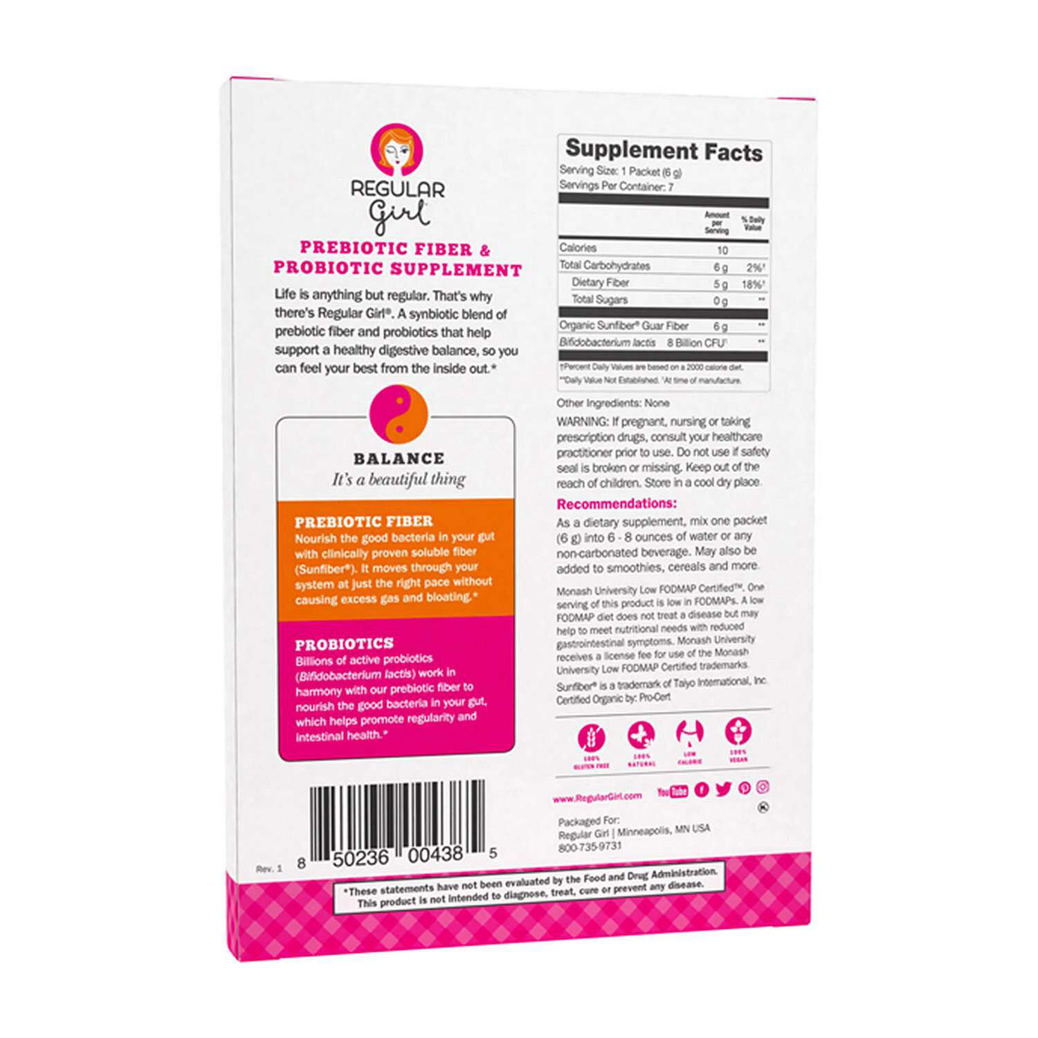Prebiotic Fiber and Probiotic Supplement - Unflavored - 1.48 oz. (7 Servings)